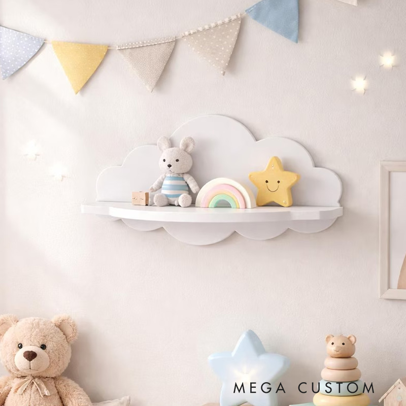 Adorable Cloud Shaped Wall Mounted Shelves Creative 3D Printed Nursery Organizer Perfect for Kids Room Toy Display and Home Decor