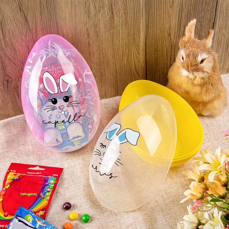 Personalized Cute Bunny Expression Ears Easter Egg with Name Easter Hunting Birthday Party Gift for Kids