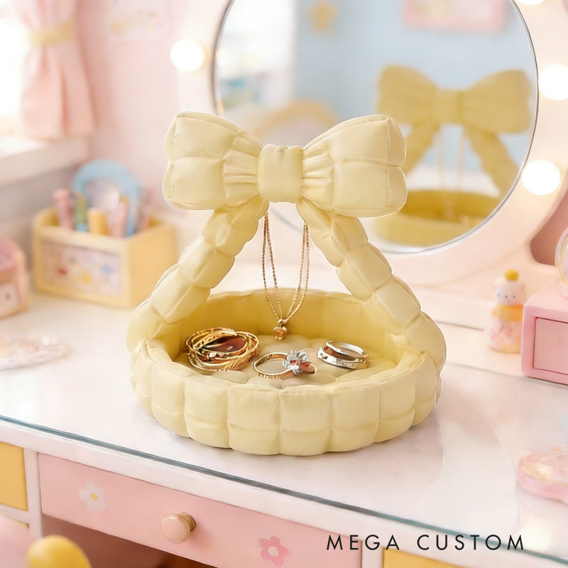 Bowknot Jewelry Holder Elegant 3D Printed Basket Shaped Organizer Perfect for Girls Dressing Table, Accessories, and Gift Decor
