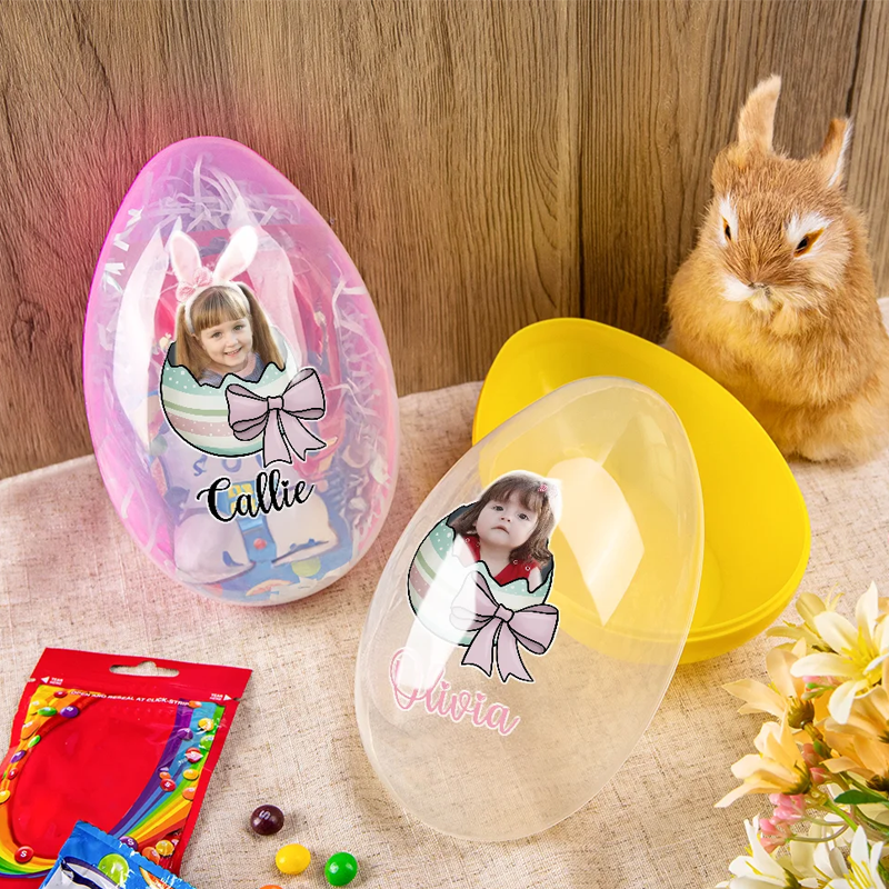 Personalized Broken Eggshell Face Photo Portrait Fillable Jumbo Easter Egg with Name Holiday Basket Stuffers Easter Party Favors Gift for Kids