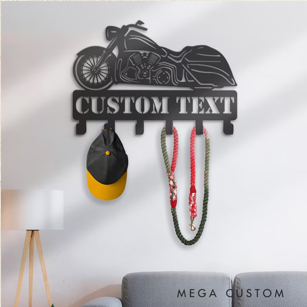 Personalized Metal Motorcycle Wall Hook Custom Organizer  for Bikers