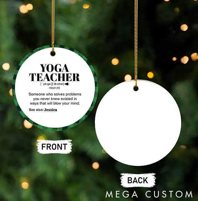 Personalized Christmas Ornament with Funny Yoga Teacher Definition Design Christmas Ornament Gift for Yoga Lover