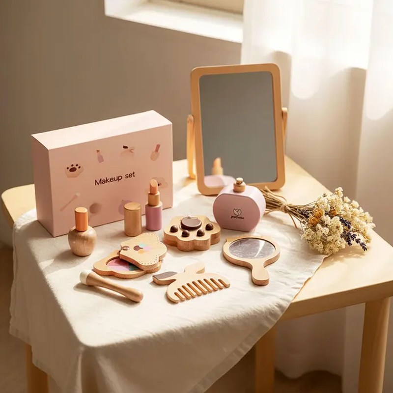 Personalized Wooden Kids Makeup Set Pretend Play Hair Salon Birthday Gifts for Baby or Kids