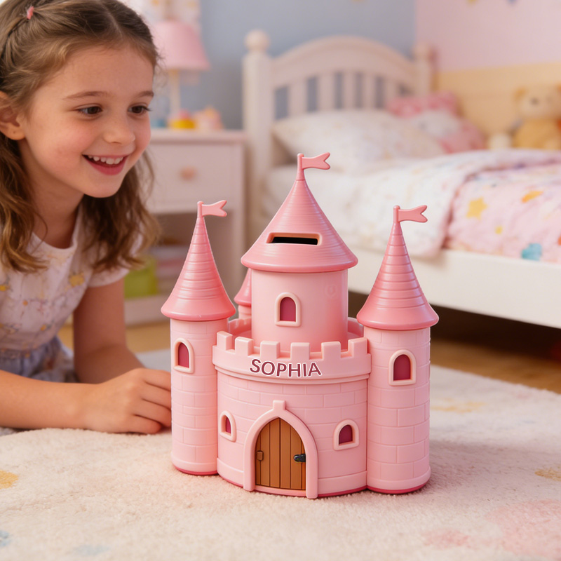 Personalized Princess Castle Theme Name Custom Kids Savings Coin Money Box Cute Room Decor Gift 3D Printing Piggy Bank