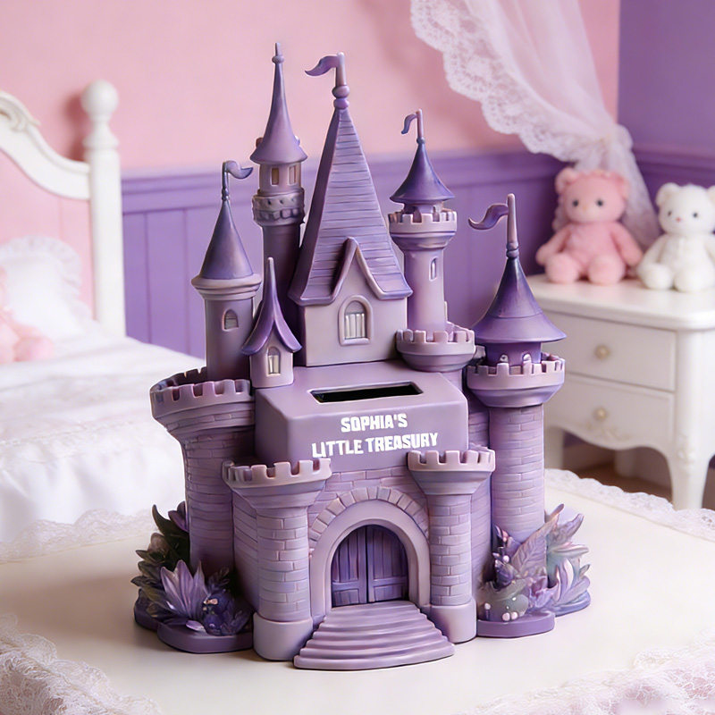 Personalized Princess Castle Theme Name Custom Kids Savings Coin Money Box Fairy Tale Gift Decor 3D Printing Piggy Bank