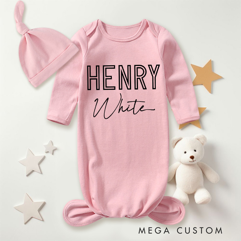 Personalized Bold and Elegant Name Typography Keepsake for Babies Baby Gowns