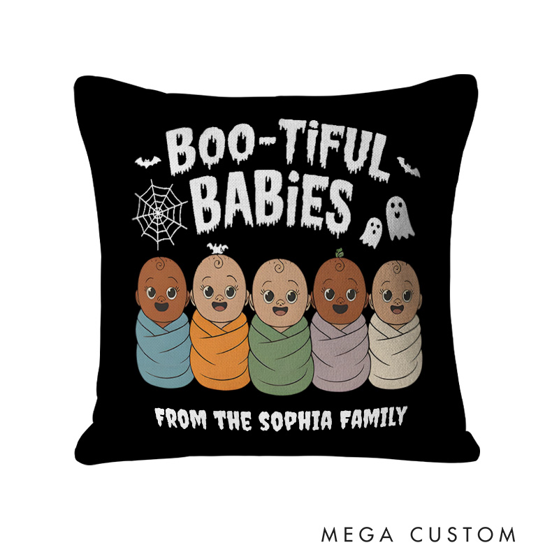 Personalized Boo-tiful Babies Pumpkin Family Halloween Pillows for Cozy Home Decor