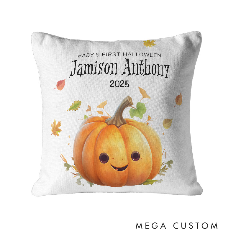 Personalized Autumn Pumpkin Name Pillows Perfect for Halloween and Fall Decor