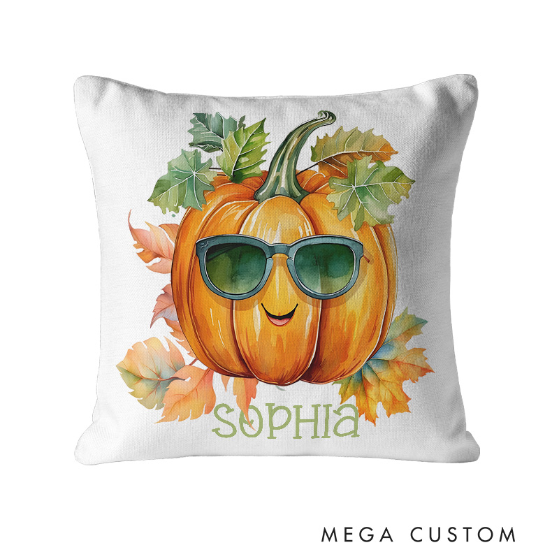 Personalized Cute Pumpkin Name Pillows for a Touch of Fall and Halloween Fun