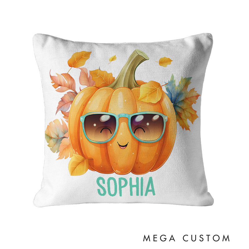 Personalized Adorable Pumpkin Character Name Pillows for Halloween Festivities
