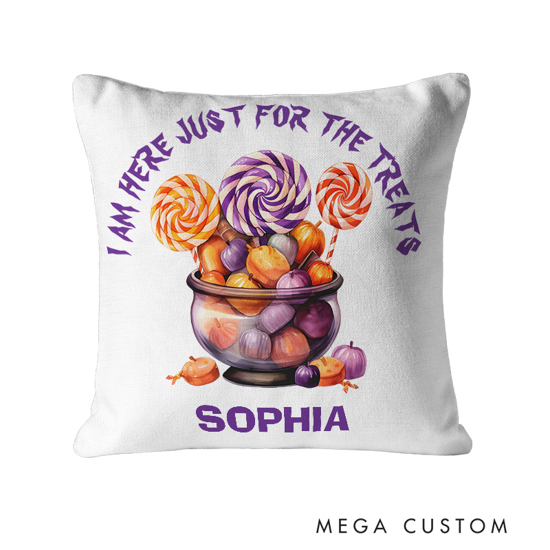 Personalized Candy Bowl Name Halloween Pillows for Sweet and Fun Holiday Decor