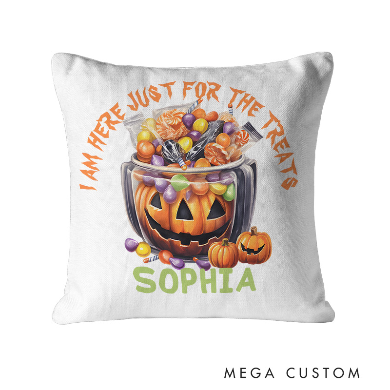 Personalized Candy Pumpkin Bowl Name Halloween Pillows for Trick or Treat Fun