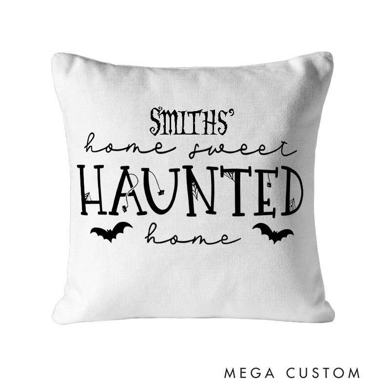 Personalized Home Sweet Haunted Home Halloween Pillows for Cozy and Spooky Family Decor