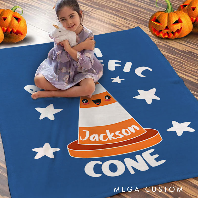 Personalized Cute Traffic Cone Blanket Ideal for Lighthearted and Whimsical Halloween Vibes 