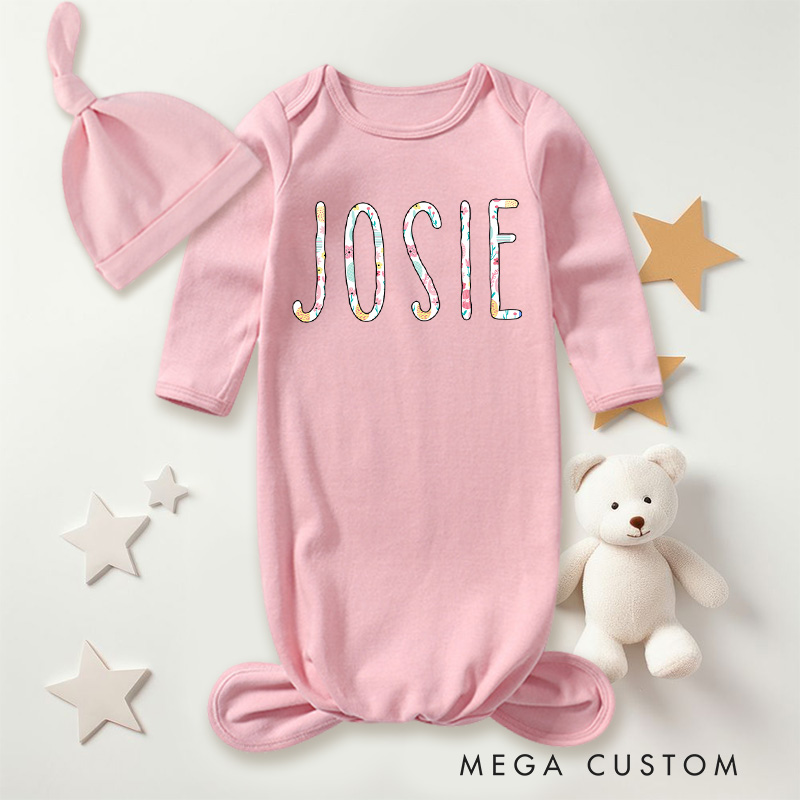 Personalized Simple and Playful Colorful Name Typography for Little Ones Baby Gowns