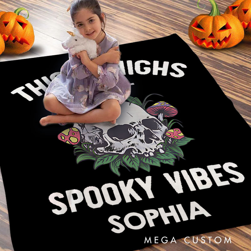 Personalized Skull and Mushroom Blanket Perfect for Bold and Unique Halloween Inspired Home Decor