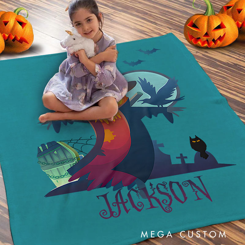 Personalized Spooky Scarecrow and Moonlit Scene Blanket Perfect for Eerie and Festive Halloween Decorations