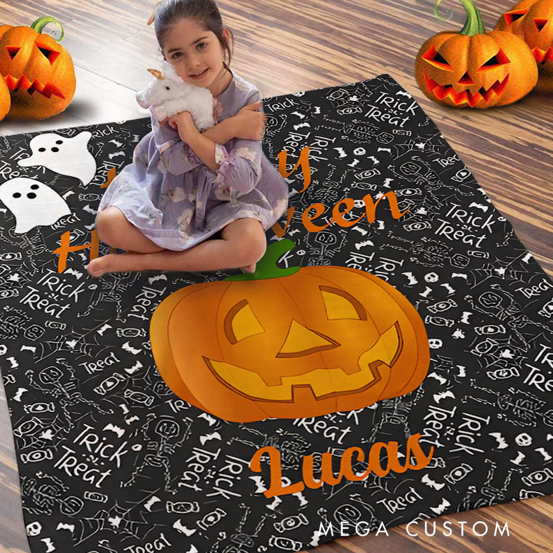 Personalized Happy Halloween Pumpkin Blanket Perfect for Festive and Cheerful Seasonal Celebrations