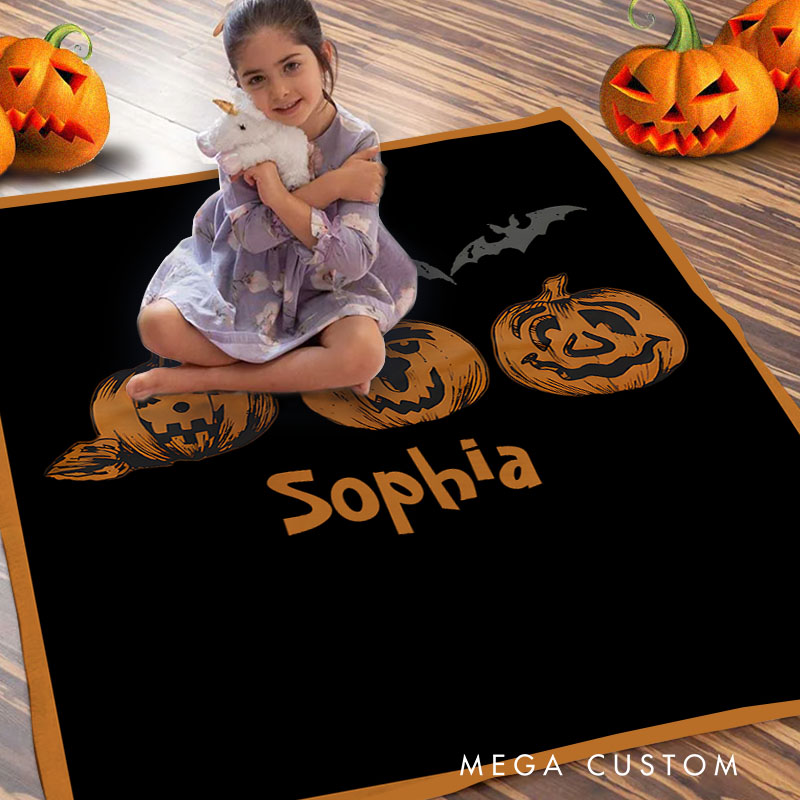 Personalized Pumpkin Blanket Perfect for Classic and Festive Halloween Home Decorations