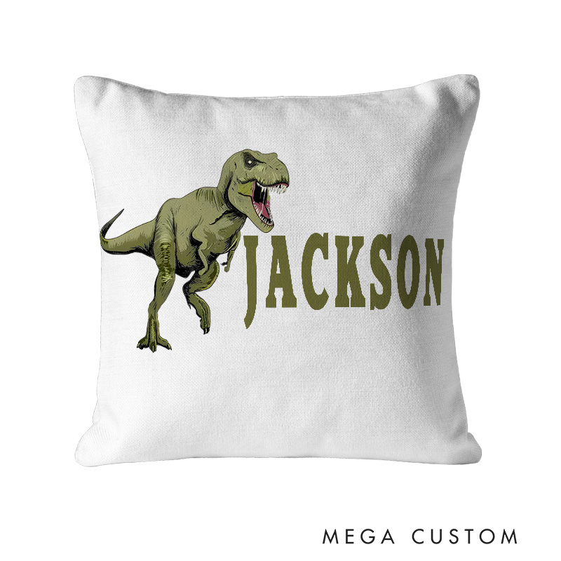 Personalized Dinosaur Adventure Name Pillow for Kids Who Love Prehistoric Fun