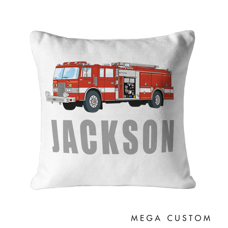 Personalized Fire Truck Hero Name Pillow for Future Little Firefighters