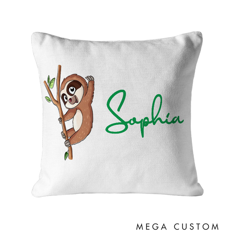 Personalized Woodland Animals Name Pillow Featuring Cute Forest Animals 