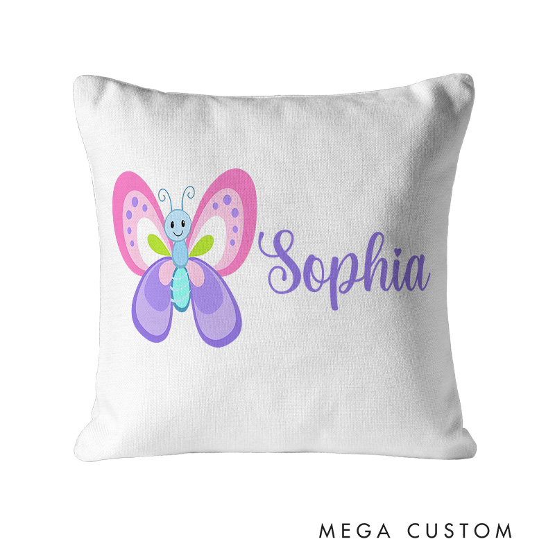 Personalized Butterfly Dreams Name Pillow with Bright and Cheerful Colors
