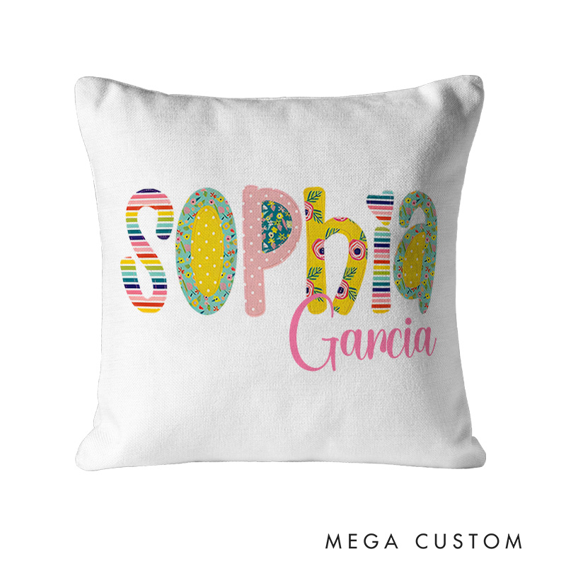 Personalized Floral Patchwork Name Pillow for a Sweet and Cozy Look