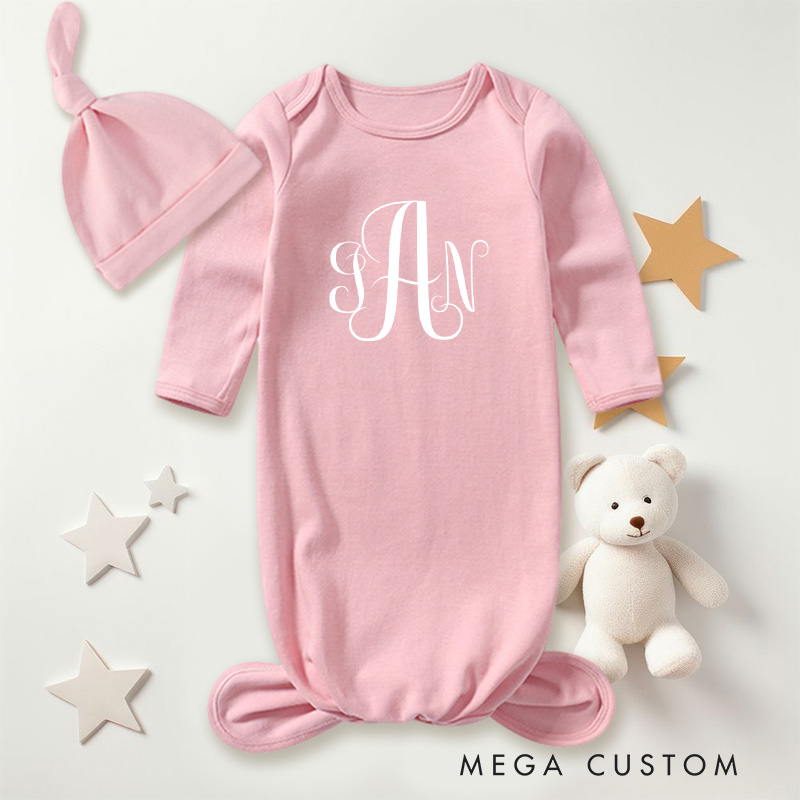 Personalized Stylish Black Lace Monogram Typography for Babies Baby Gowns