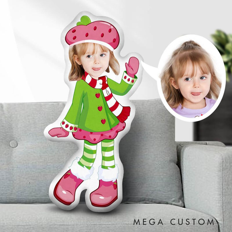 Personalized Face Body Pillow Christmas Girl with Pink Beret Playful and Festive Touch for Home