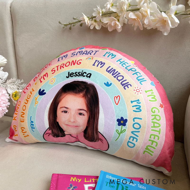Personalized Photo Custom Shaped Pillow Kids Rainbow 