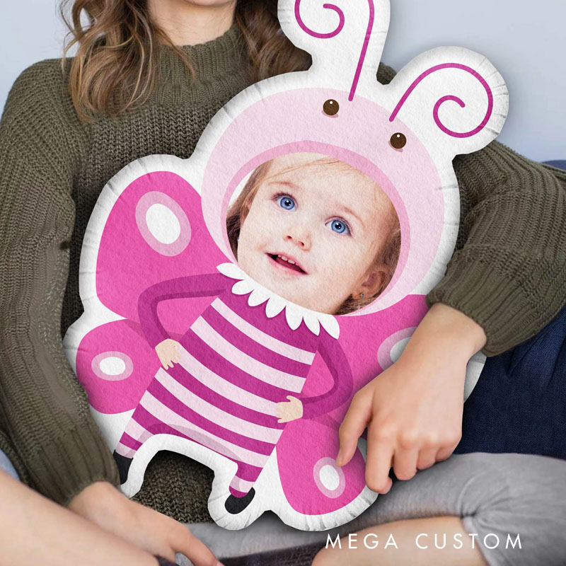 Personalized Bug Buddies Pillows Whimsical Insect Fun with Custom Photo and Playful Costumes
