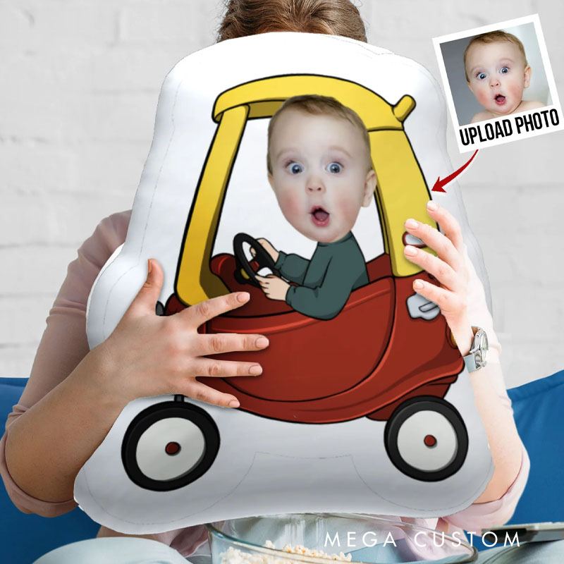 Personalized Photo Custom Shaped Pillow Baby In Car Funny Baby Gift