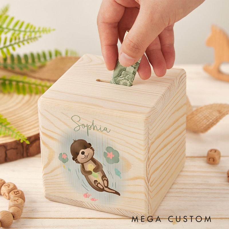 Personalized Sloth Piggy Bank Relaxed Vibes with Custom Name and Cute Sloth Illustration