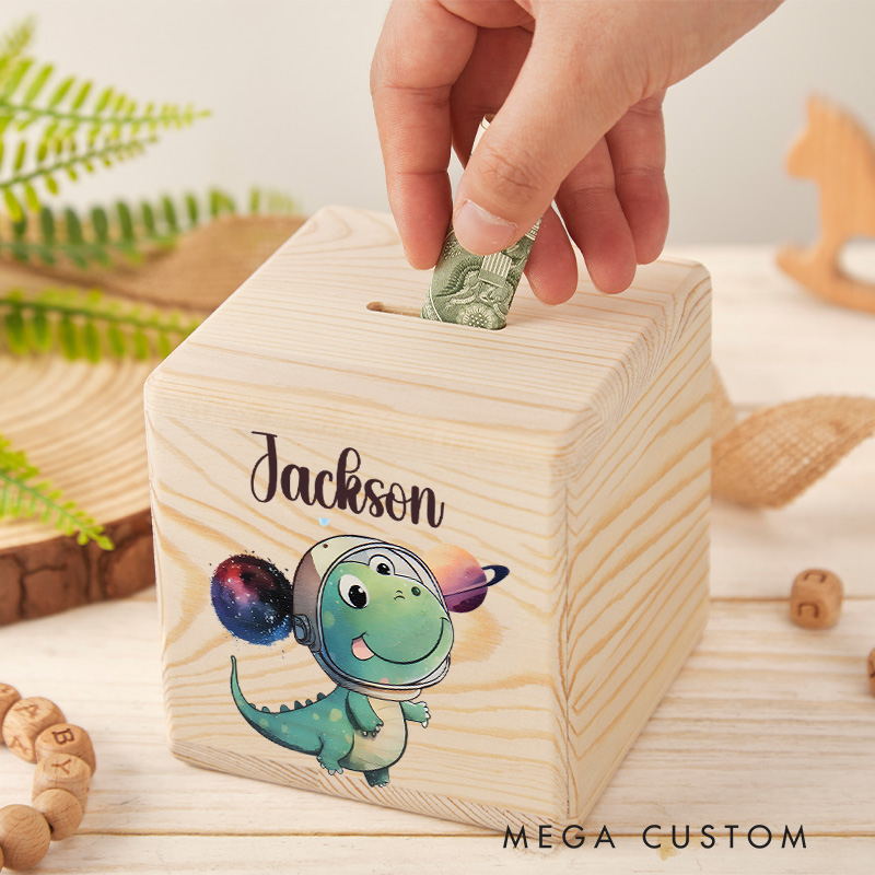 Personalized Tiger Piggy Bank Fierce and Friendly with Custom Name and Cute Tiger Illustration