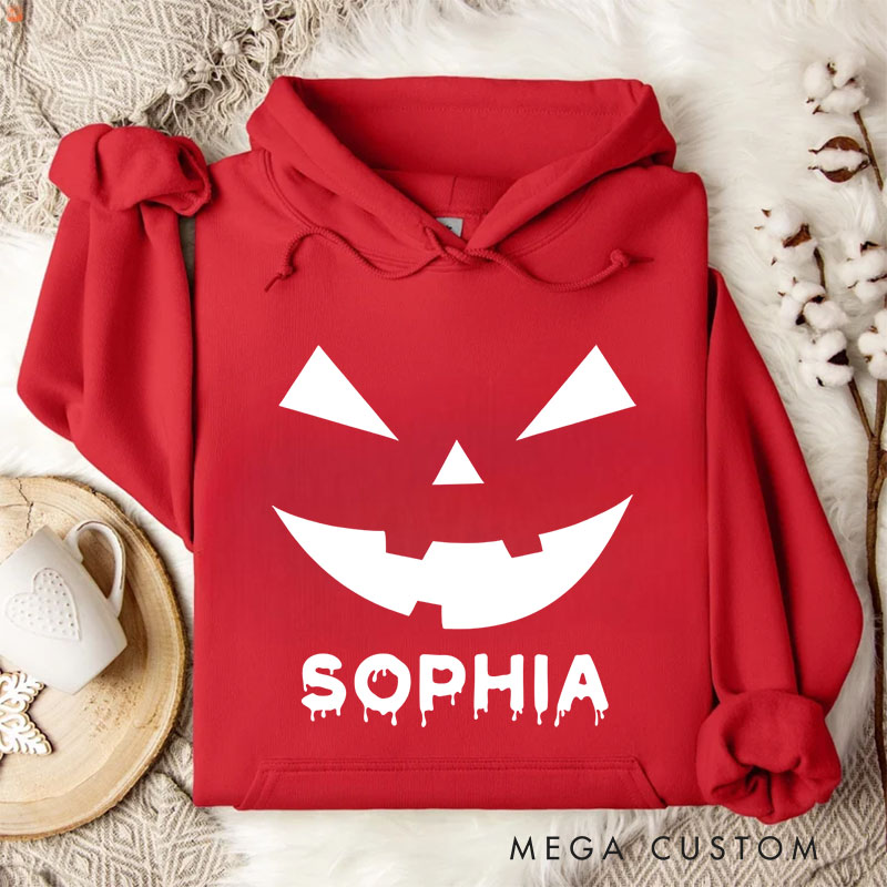 Personalized Iconic Jack Lantern Expression for Fun Festive Hoodies