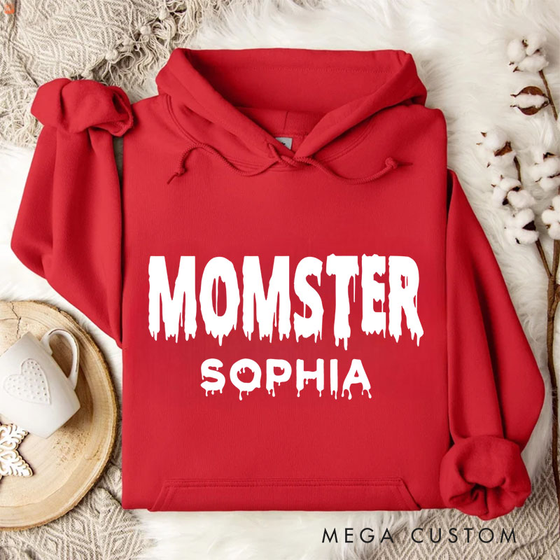 Personalized Bold and Humorous Momster Text for Chic Everyday Hoodies
