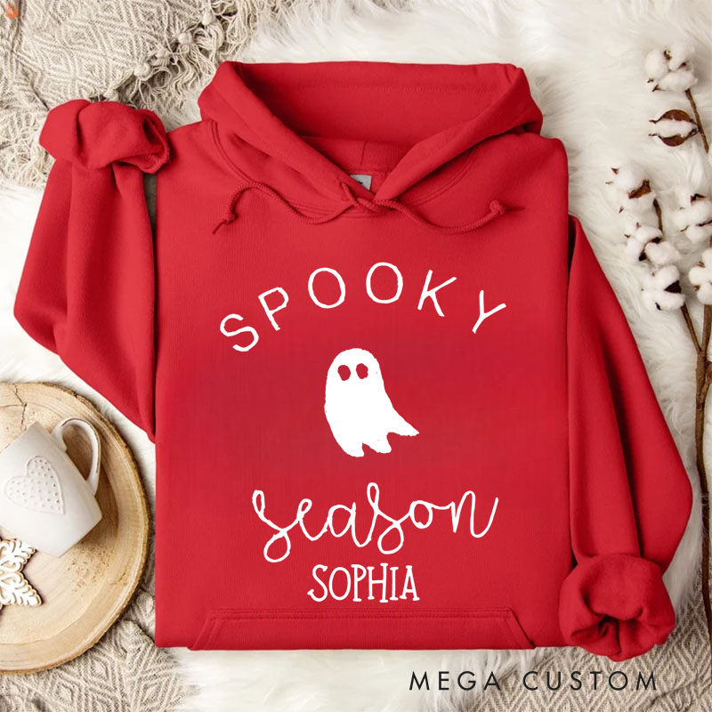 Personalized Minimalist Spooky Season Ghost Design for Trendy and Casual Everyday Hoodies