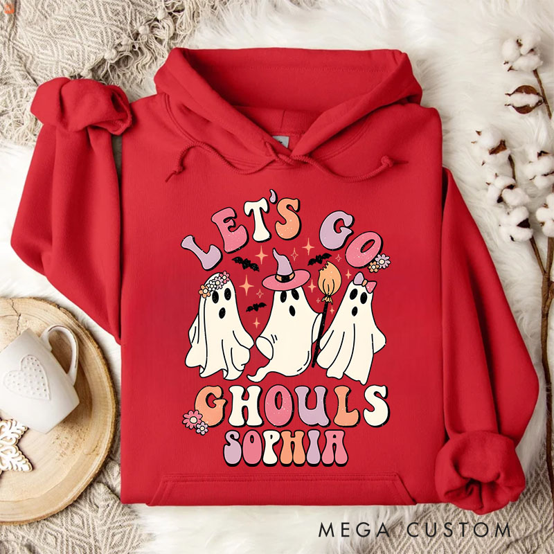 Personalized Let's Go Ghouls with Adorable and Playful Ghosts for Cheerful and Vibrant Hoodies