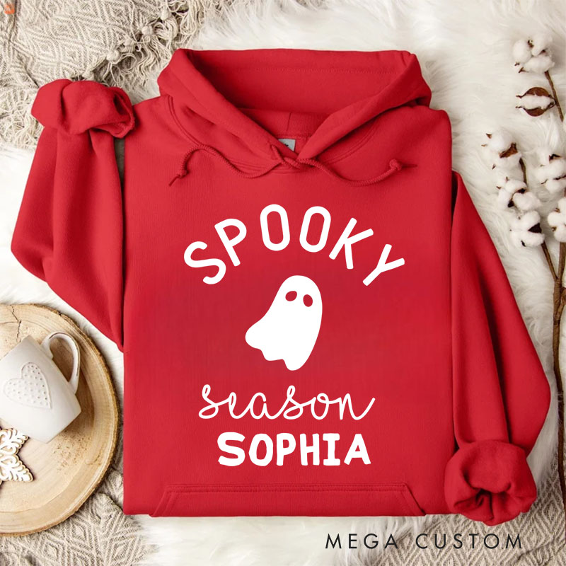 Personalized Minimalist Spooky Season Ghost Design for Casual Everyday Hoodies