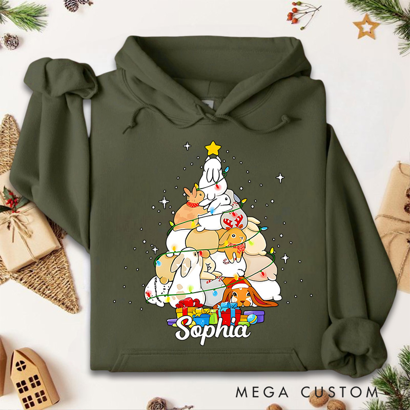 Personalized Christmas Tree with Cute Animals and Gifts Christmas Hoodies