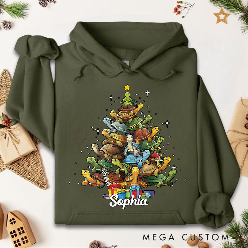 Personalized Stack of Puppies Forming a Christmas Tree Christmas Hoodies
