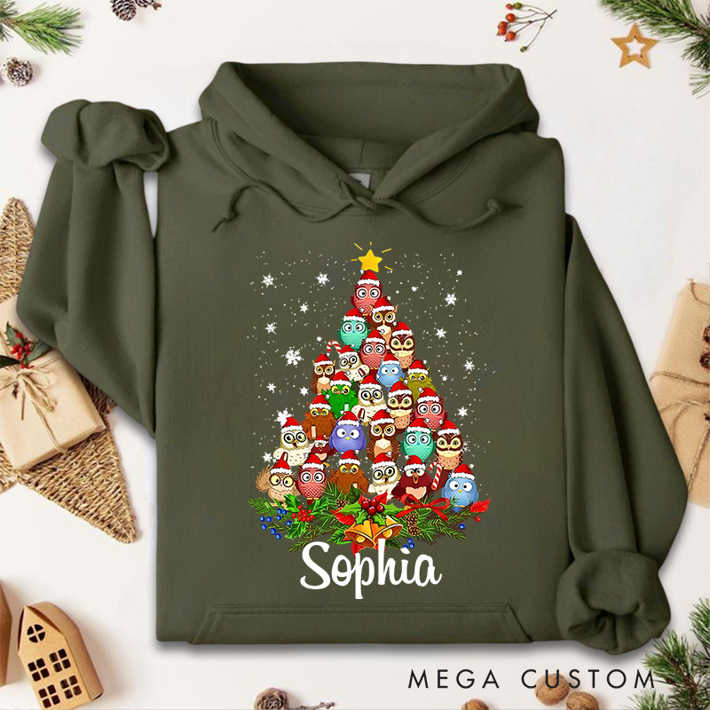 Personalized Christmas Tree Made of Festive Characters and Ornaments Christmas Hoodies