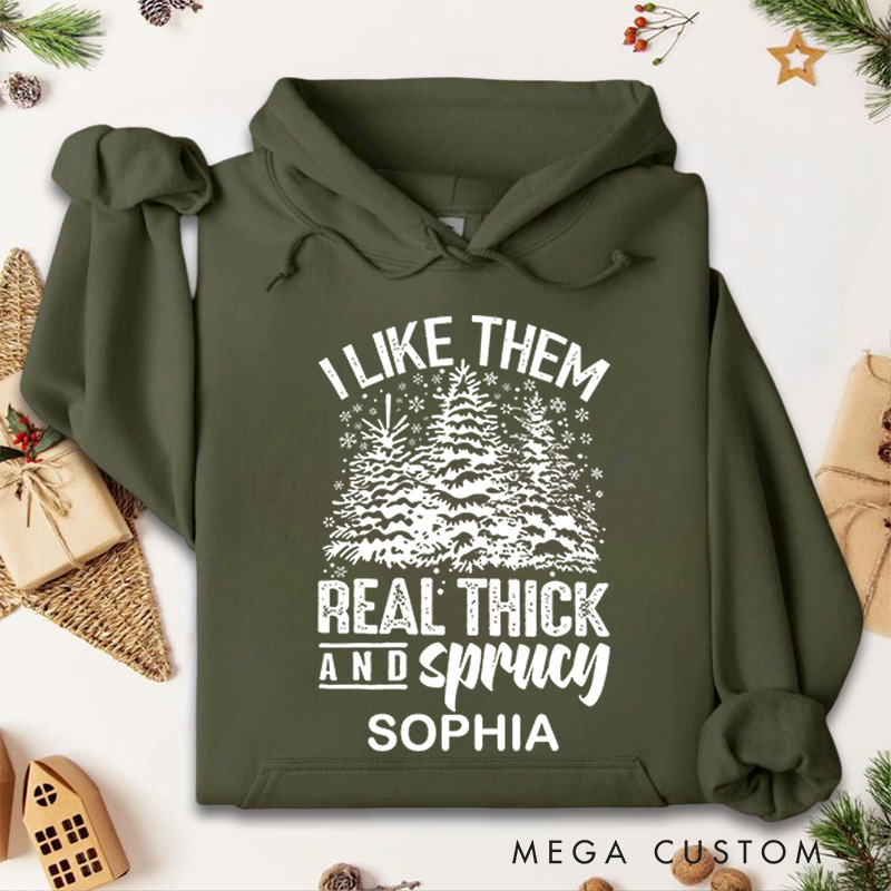 Personalized Thick and Spruce Christmas Trees with Fun Text Christmas Hoodies