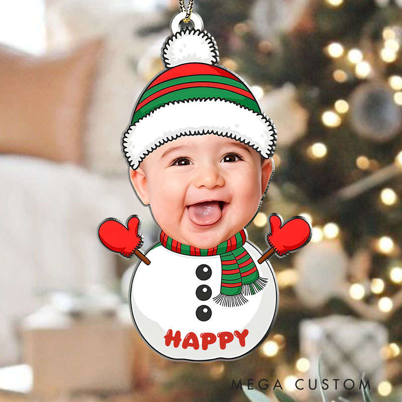 Personalized Baby Photo Snowman Ornament for a Magical Winter Holiday Celebration Christmas Ornaments