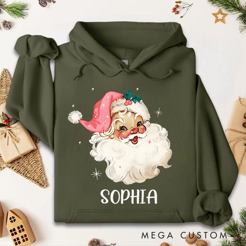 Personalized Cheerful Santa with Festive Expression Christmas Hoodies