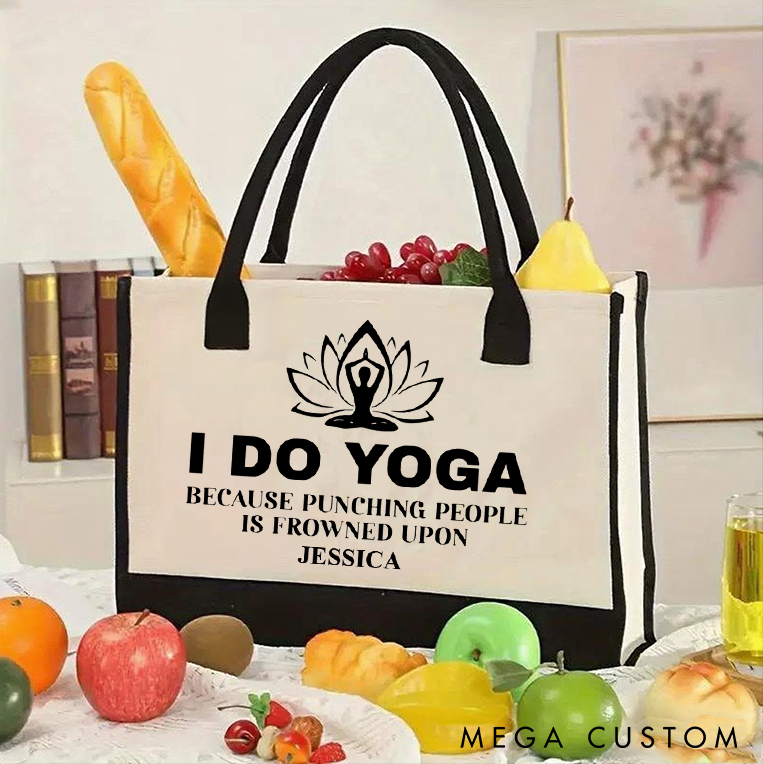 Personalized Yoga Tote Bag with Funny Yoga Quote Pilates Bag Meditation Bag Perfect for Yoga Gym and Daily Use