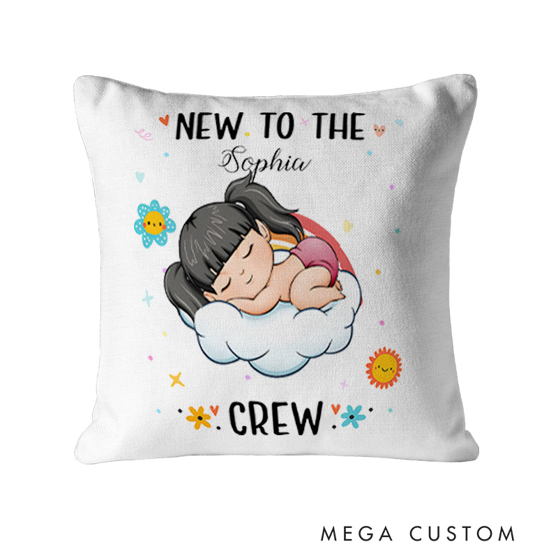 Personalized Adorable New Arrival with Baby Name and Cute Cloud Design for Nursery Pillow