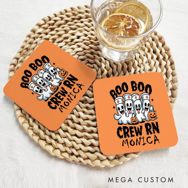Personalized Coasters for Nurse Customized Boo Boo Crew RN Design Coasters Nurse Gift