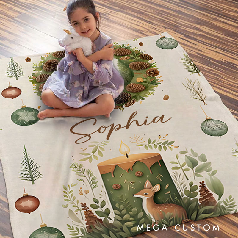 Personalized Christmas Whimsical Baby 1st Christmas Blanket